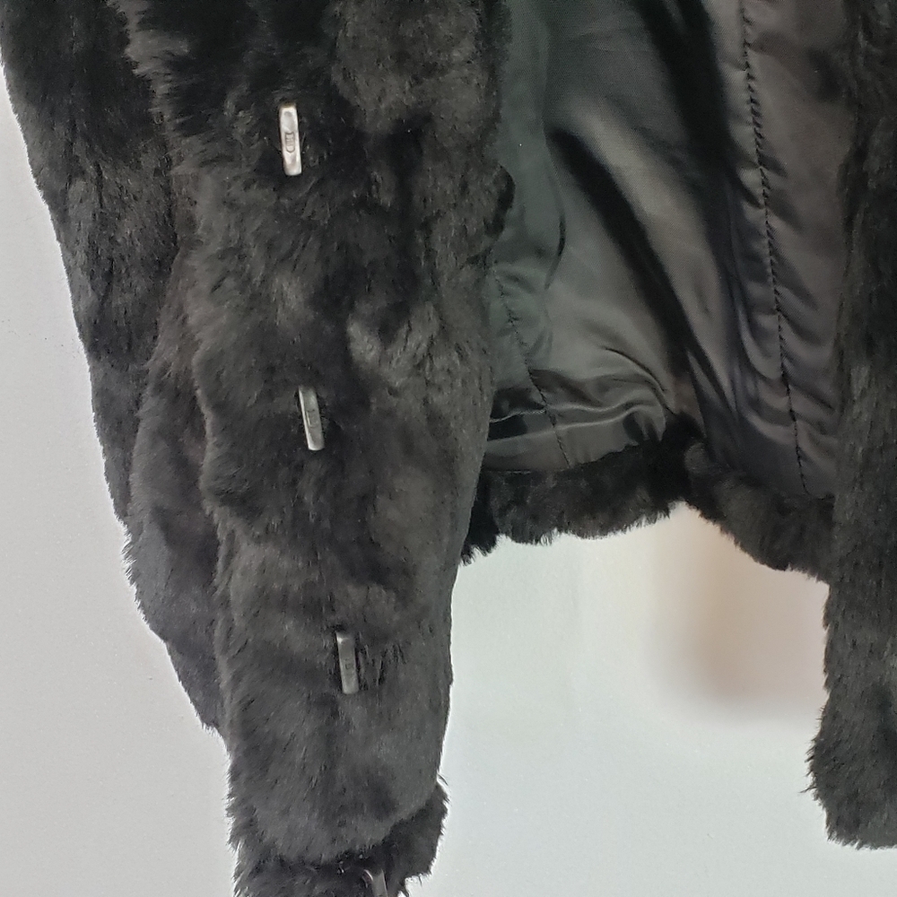 Alfani faux fur vest black ribbed panel collar - Picture 7 of 8